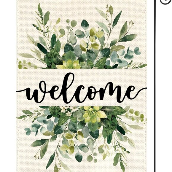 Spring Summer Floral Welcome Garden Flag 12x18 Inch Double Sided Outside, Eucaly - Picture 1 of 7